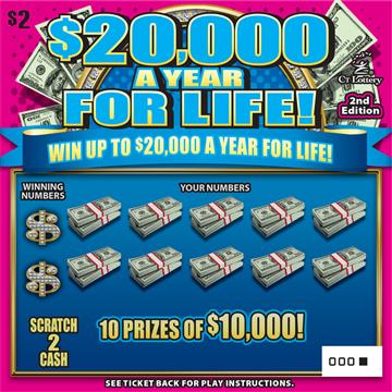 $20,000 A YEAR FOR LIFE 2ND ED. scratch ticket — sample view