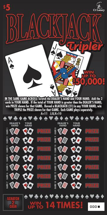 Blackjack Tripler scratch ticket — sample view