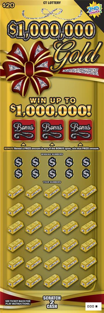 $1,000,000 Gold scratch ticket — sample view