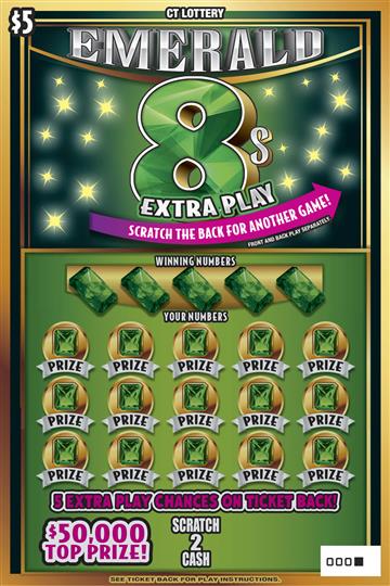 Emerald 8s Extra Play scratch ticket — sample view