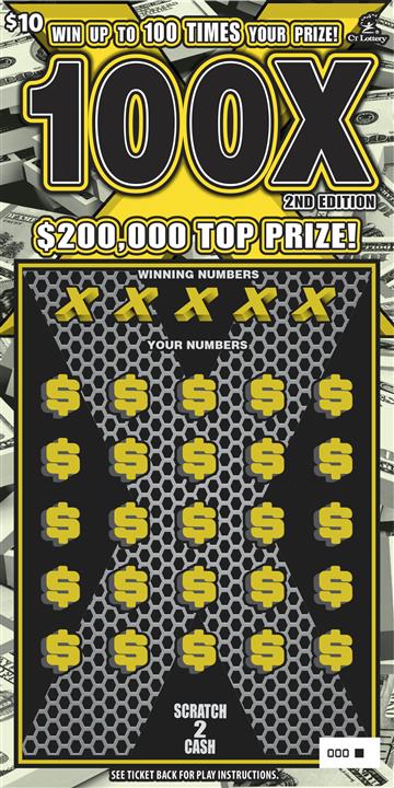 100X 2nd Edition scratch ticket — sample view