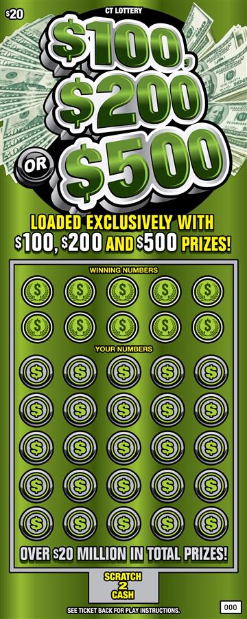 $100, $200 or $500 scratch ticket — sample view