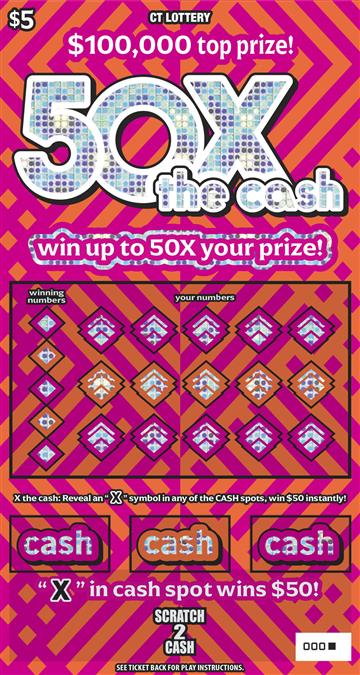 50X the cash scratch ticket — sample view
