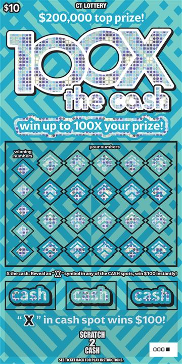 100X the cash scratch ticket — sample view