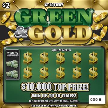 Green & Gold scratch ticket — sample view