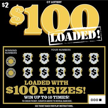 $100 Loaded! scratch ticket — sample view