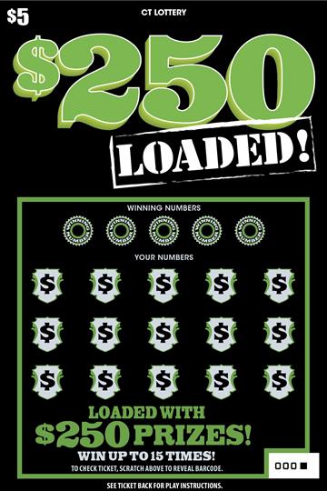 $250 Loaded! scratch ticket — sample view