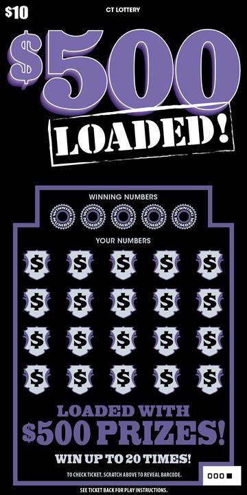 $500 Loaded! scratch ticket — sample view