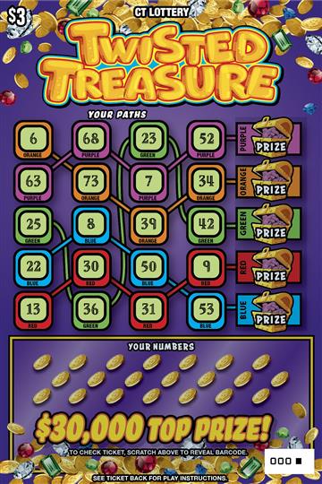 Twisted Treasure scratch ticket — sample view